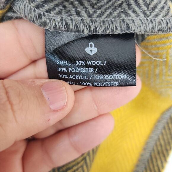 Emily Lovelock Size Medium Plaid Crop Wool Blend Blouse Women's Top Fall Yellow - Picture 6 of 6